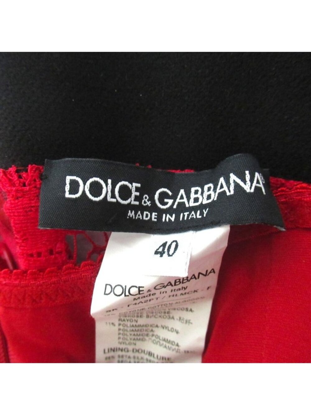Dolce & Gabbana Knee Length Flower Lace Skirt 40 Red Black - Picture 3 of 5